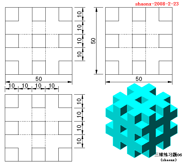 AutoCAD三维教程－长方体、三维阵列、差集（图文教程）,AutoCAD三维教程－长方体、三维阵列、差集,三维,消隐,命令,建模,差集,第1张