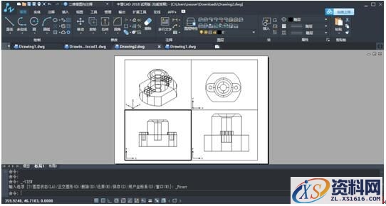 中望CAD2018：新增轮廓功能让三维图形快速转换为二维平面图（图文教程） ...,01.jpg,三维,二维,图形,视口,功能,第1张