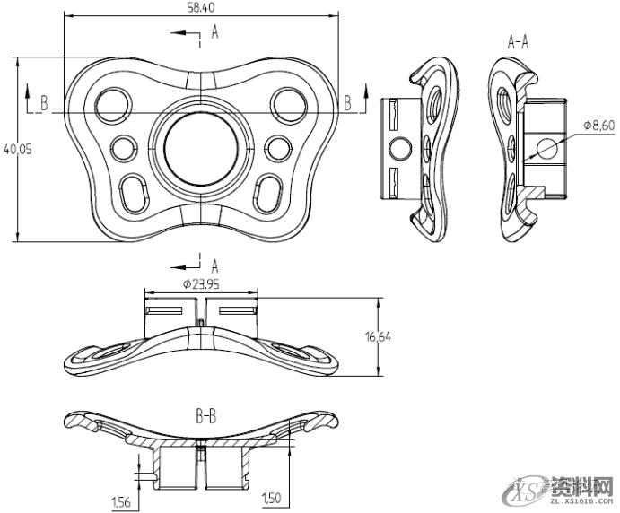 塑胶模具设计:蝶形支架面壳注塑模设计技巧,模具设计,塑胶,第2张